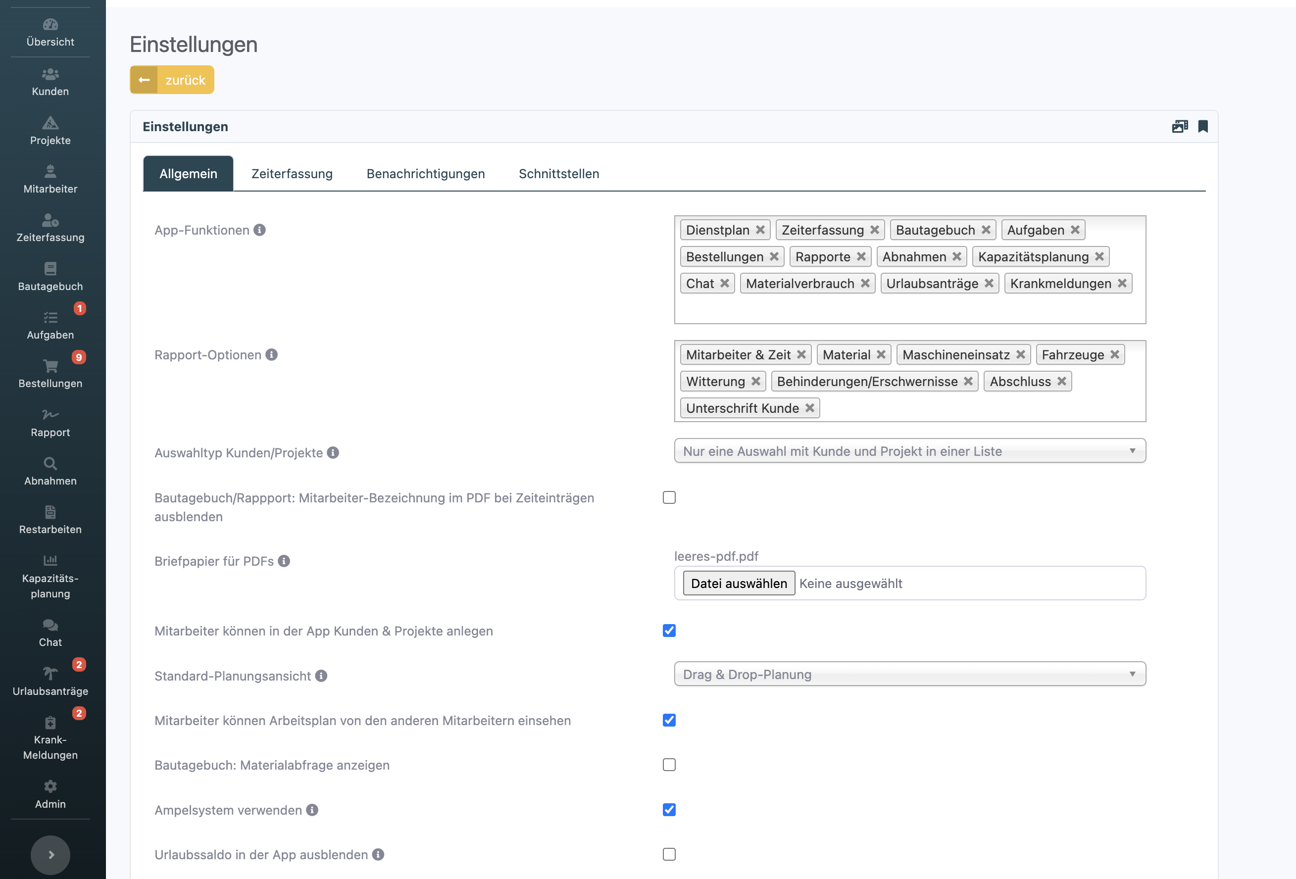 MeinZimmerer-App Verwaltungssystem